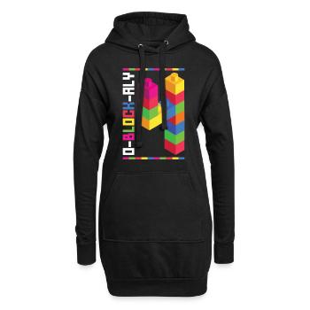 Spielzeugblöcke Geburtstag für Blockbau 4. - Sweat-shirt à capuche long Femme - noir - Devant