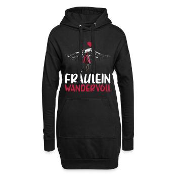 Fräulein Wandervoll Berge Gebirge Wandern Herz - Hoodie-Kleid - Schwarz - Vorne