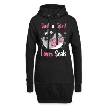 Robbe Robben Tier Seelöwe - Hoodie-Kleid - Schwarz - Vorne