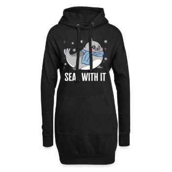 Robbe Robben Tier Seelöwe - Hoodie-Kleid - Schwarz - Vorne