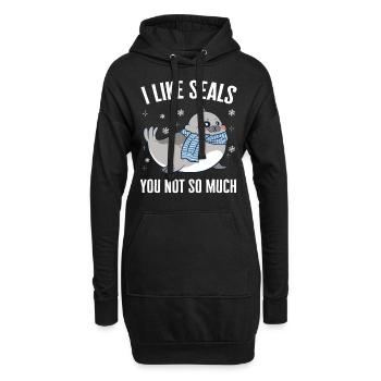 Robbe Robben Tier Seelöwe - Hoodie-Kleid - Schwarz - Vorne