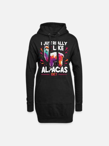 Alpaka Llama - Hoodie-Kleid - Schwarz
