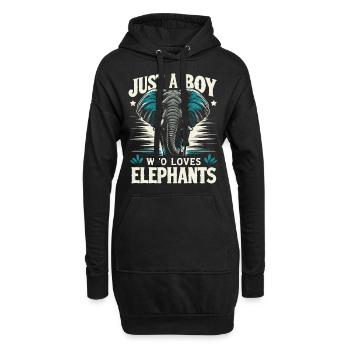 Elefant Tier Elefanten Zoo - Hoodie-Kleid - Schwarz - Vorne