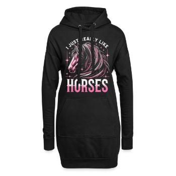 Pferd Pferde Reiten Pferdereiten Sprungreiten - Hoodie-Kleid - Schwarz - Vorne