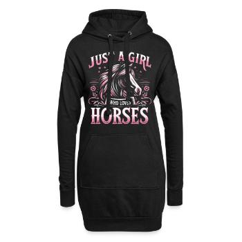Pferd Pferde Reiten Pferdereiten Sprungreiten - Hoodie-Kleid - Schwarz - Vorne