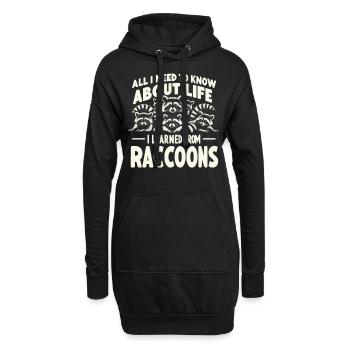 Raton laveur - Sweat-shirt à capuche long Femme - noir - Devant