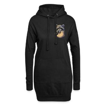 Raton laveur - Sweat-shirt à capuche long Femme - noir - Devant