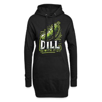 Concombre, Cornichon, Cornichon, Aneth alimentaire - Sweat-shirt à capuche long Femme - noir - Devant