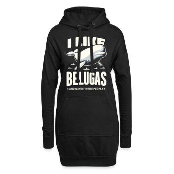 Beluga Wal Ozean Belugas Wale - Hoodie-Kleid - Schwarz - Vorne
