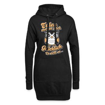 Nachteule Eule Eulen Vogel - Hoodie-Kleid - Schwarz - Vorne