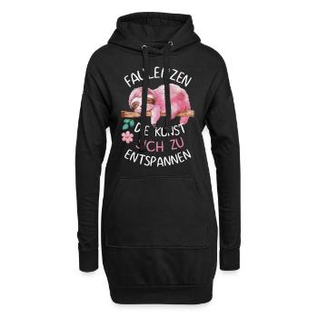 Faultier Faultiere Tier Schlafen Faul - Hoodie-Kleid - Schwarz - Vorne