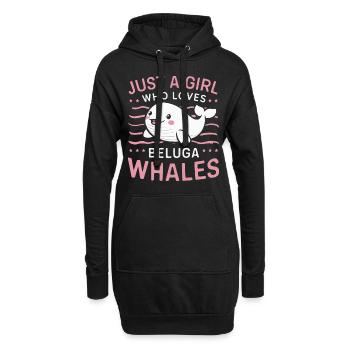 Beluga Wal Ozean Belugas Wale - Hoodie-Kleid - Schwarz - Vorne