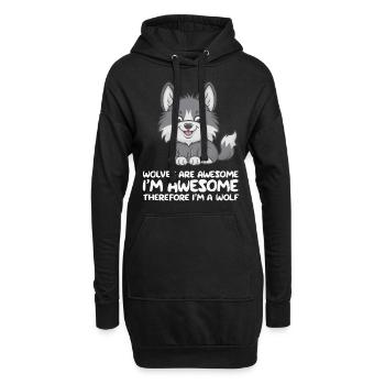 Wolf Wölfe Tier Jaulen - Hoodie-Kleid - Schwarz - Vorne