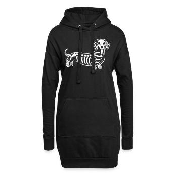 Dackel Schädel Halloween Dackel Liebhaber - Hoodie-Kleid - Schwarz - Vorne