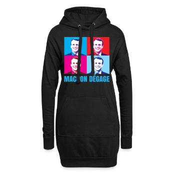 Macron dégage français en colère révolte citoyenne - Sweat-shirt à capuche long Femme - noir - Devant