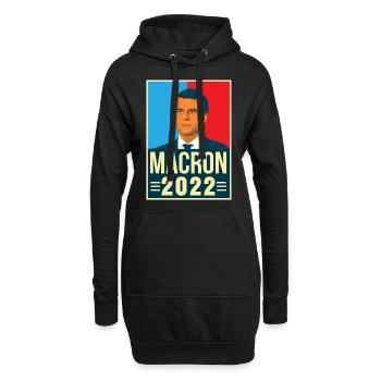 Emmanuel Macron Président de la république 2022 - Sweat-shirt à capuche long Femme - noir - Devant