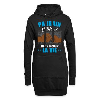 Demande parrain et filleul unis pour la vie humour - Sweat-shirt à capuche long Femme - noir - Devant