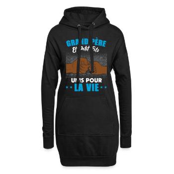 Papy et petit fils unis pour la vie fête des papy - Sweat-shirt à capuche long Femme - noir - Devant