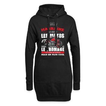 Annonce marraine motarde adore les motos fromage - Sweat-shirt à capuche long Femme - noir - Devant