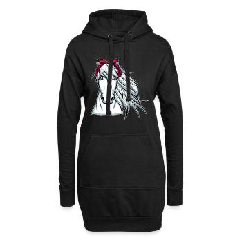 Weißes Pferd mit Bandana Pferde - Hoodie-Kleid - Schwarz - Vorne