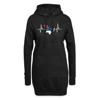 Heartbeat Design Drapeaux serbes Serbie - Sweat-shirt à capuche long Femme - noir - Devant