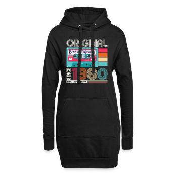Février Né 1980 43e anniversaire cassette - Sweat-shirt à capuche long Femme - noir - Devant