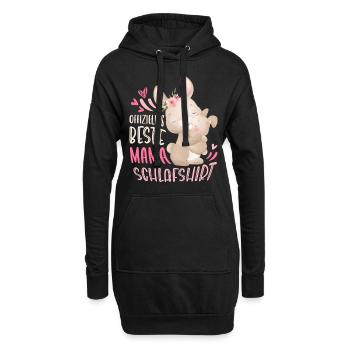 Beste Mama Schlafshirt, Hase mit Hasenbaby - Hoodie-Kleid - Schwarz - Vorne