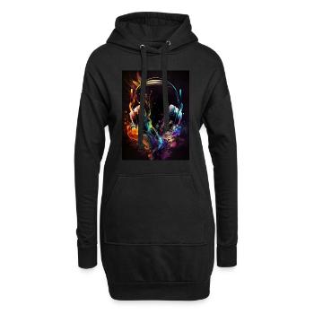Casque coloré - Sweat-shirt à capuche long Femme - noir - Devant