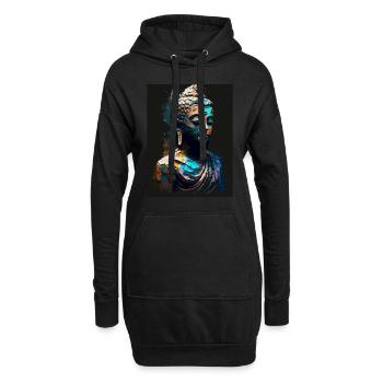 Statue abstraite de Bouddha - Sweat-shirt à capuche long Femme - noir - Devant