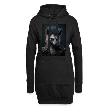 Punk rebelle Wulf - Sweat-shirt à capuche long Femme - noir - Devant