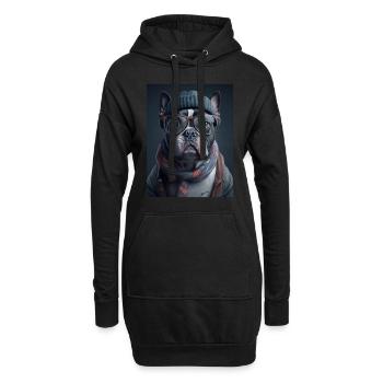 Cooler Hipster-Hund - Hoodie-Kleid - Schwarz - Vorne