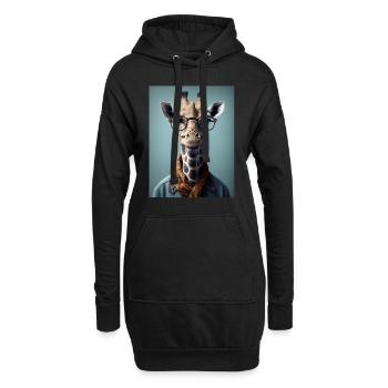 Coole Hipster-Giraffe - Hoodie-Kleid - Schwarz - Vorne
