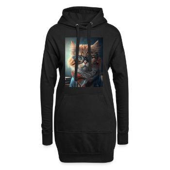 Coole Hipster-Katze - Hoodie-Kleid - Schwarz - Vorne
