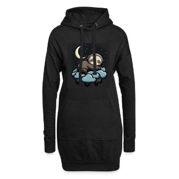 Schlafendes Faultier - Hoodie-Kleid - Schwarz - Vorne