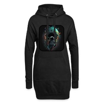 Astronaute abstrait - Sweat-shirt à capuche long Femme - noir - Devant