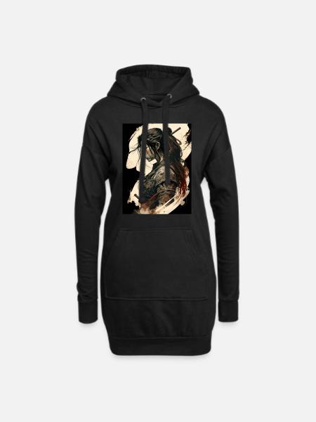 Samurai-Kriegerin - Hoodie-Kleid - Schwarz