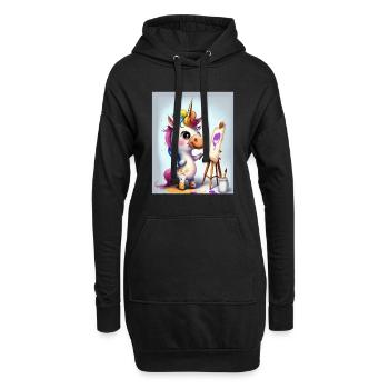 Artiste licorne - Sweat-shirt à capuche long Femme - noir - Devant