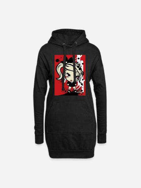 Pop-Art-Rebellenmädchen - Hoodie-Kleid - Schwarz