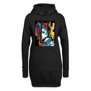 Rebellisches Mädchen - Hoodie-Kleid - Schwarz - Vorne