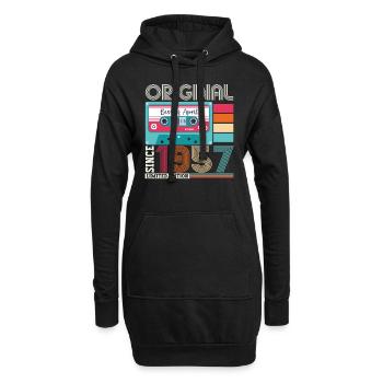 66e anniversaire homme April Born 1957 Cassette - Sweat-shirt à capuche long Femme - noir - Devant