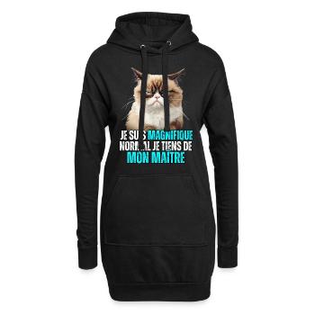 Je suis magnifique normal je tiens de mon maître - Sweat-shirt à capuche long Femme - noir - Devant