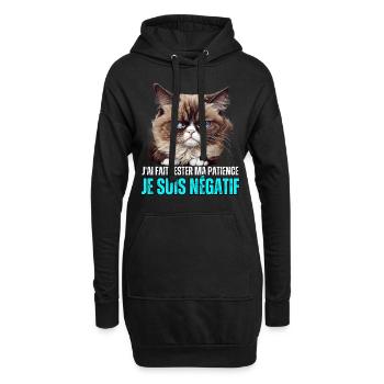 J'ai fait tester ma patience je suis négatif chat - Sweat-shirt à capuche long Femme - noir - Devant
