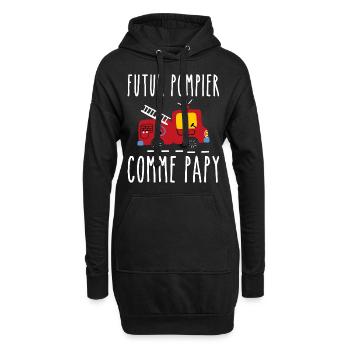 Futur pompier cadeau humour - Sweat-shirt à capuche long Femme - noir - Devant