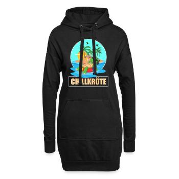 Chillkröte - Schildkröte vor Insel im Meer - Hoodie-Kleid - Schwarz - Vorne