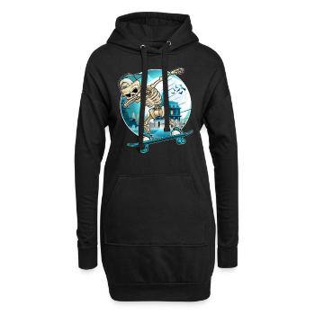 Dabbing Skeleton with skateboard - Skater Skelett - Hoodie-Kleid - Schwarz - Vorne