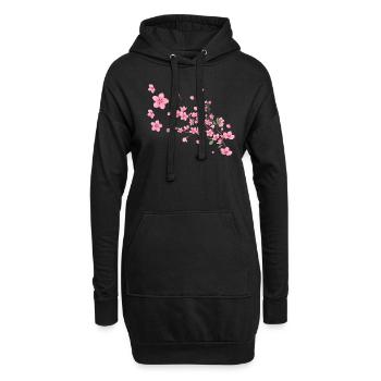 Sakura, fleur de cerisier, fleurs, fleur de cerisier - Sweat-shirt à capuche long Femme - noir - Devant