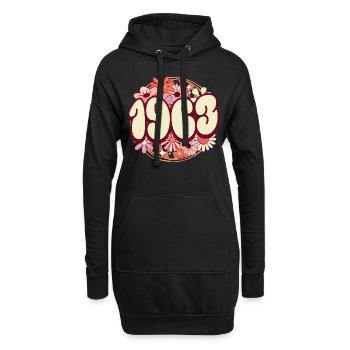 Fête Anniversaire Femme 1963 60 Ans Anniversaire - Sweat-shirt à capuche long Femme - noir - Devant