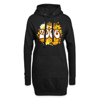 Rétro Groovy Année 2006 Femme 18 Ans Anniversaire - Sweat-shirt à capuche long Femme - noir - Devant