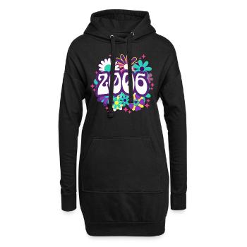 Rétro Groovy Année 2006 Femme 18 Ans Anniversaire - Sweat-shirt à capuche long Femme - noir - Devant