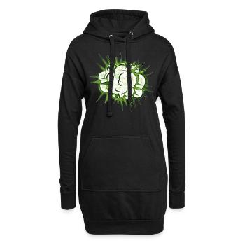 Wolken-Blitz - Hoodie-Kleid - Schwarz - Vorne